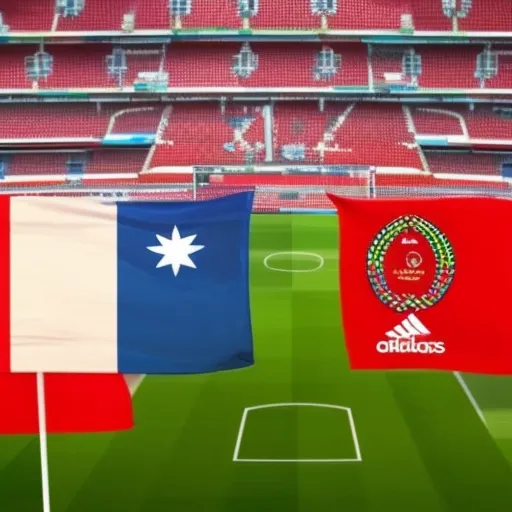 

The image shows a soccer field with two teams playing, and in the background, there are flags representing different countries participating in the Euro 2023 championship.