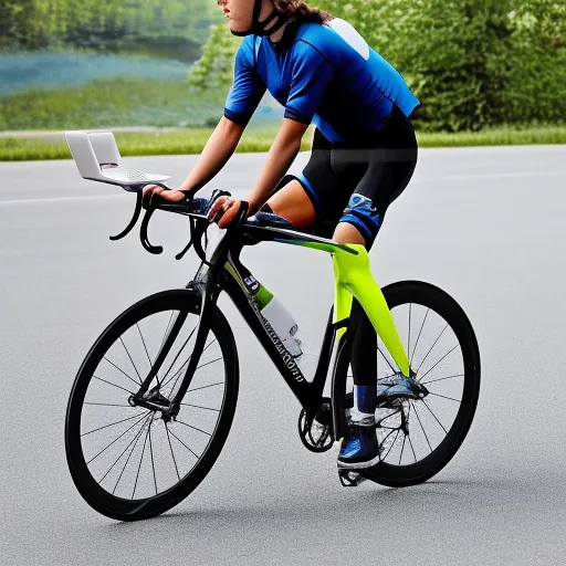 

A photo of a cyclist on their bike, wearing a helmet and cycling gloves, with a water bottle attached to the frame and a bike computer on the handlebars.